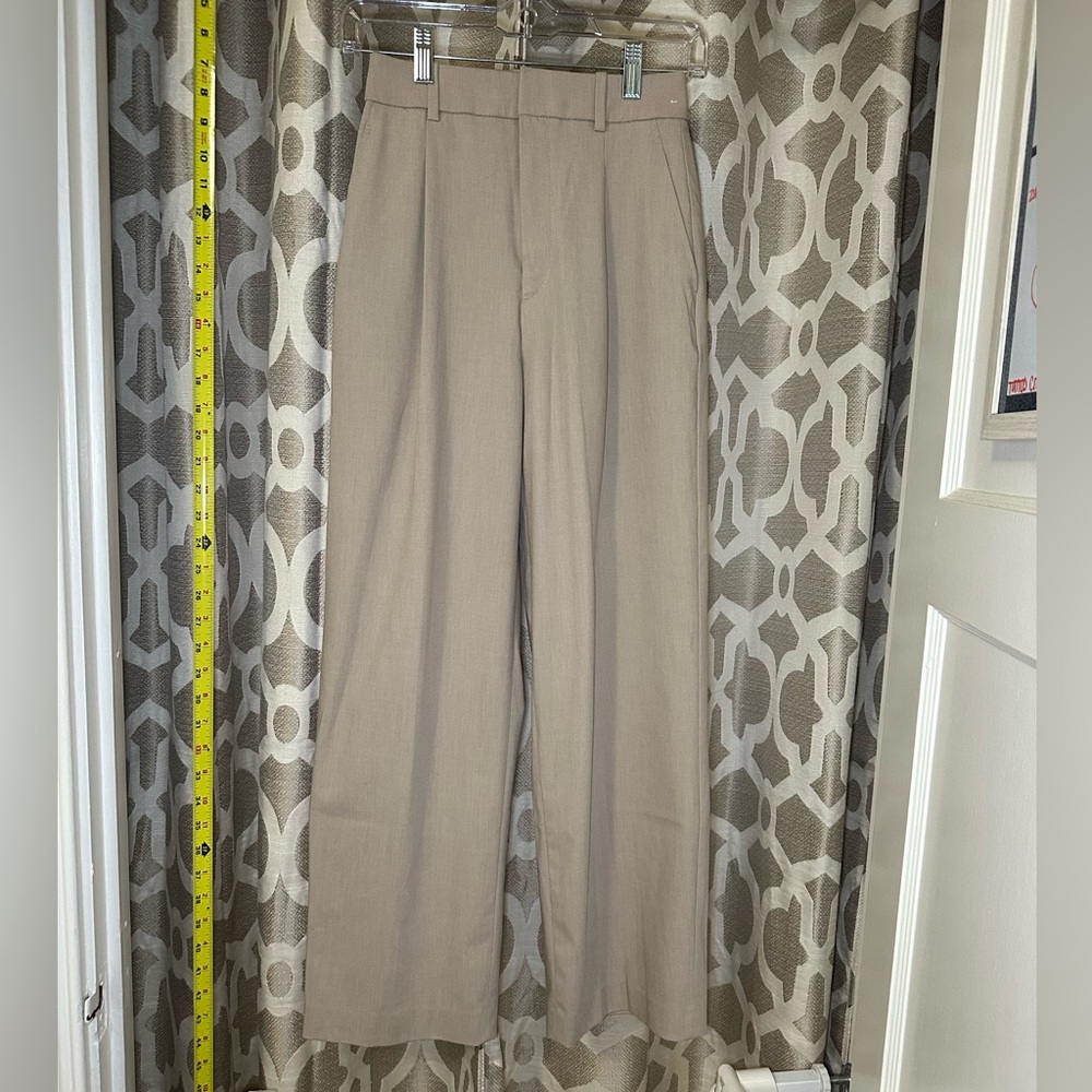 Uniqlo Wide Leg Tan Pleated Pants